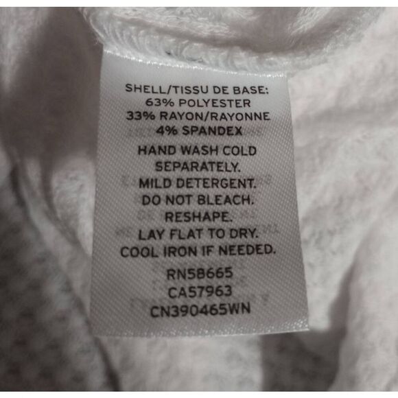 Ladies 1x Cason Waffle Knit Henley Top White Long Sleeve Button Up Casual - Picture 6 of 7